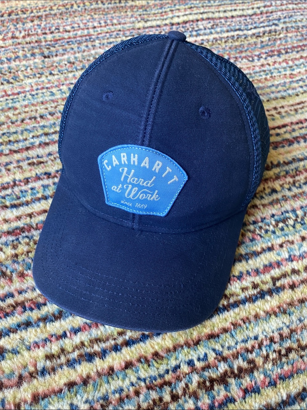 Carhartt Navy & Light Blue Logo Mesh Trucker Hat